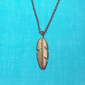 gold feather necklace